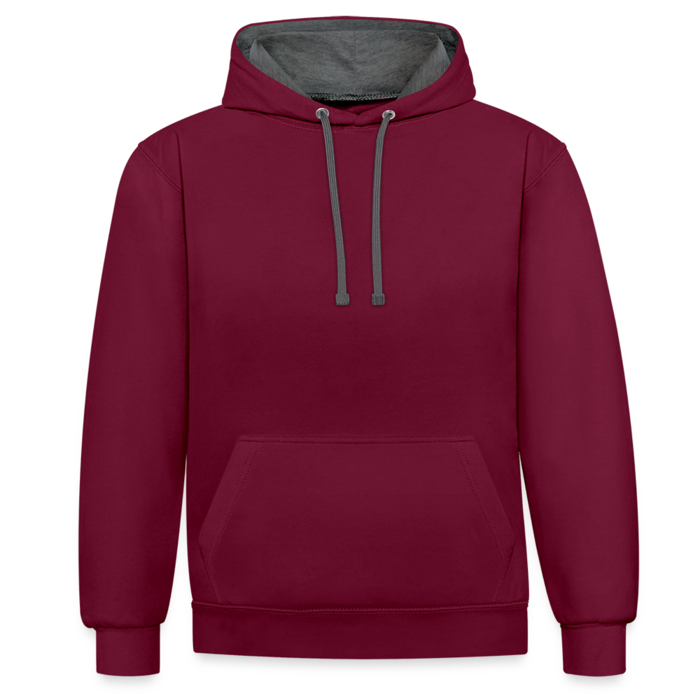 Kontrast-Hoodie in 10 Farben - Weinrot/Anthrazit