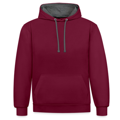 Kontrast-Hoodie in 10 Farben - Weinrot/Anthrazit