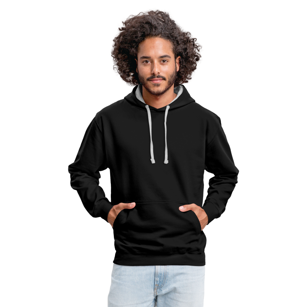 Kontrast-Hoodie in 10 Farben - Schwarz/Grau meliert