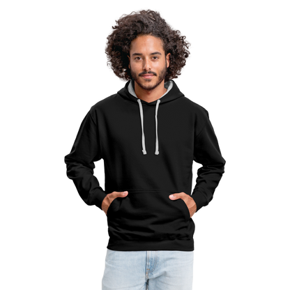 Kontrast-Hoodie in 10 Farben - Schwarz/Grau meliert