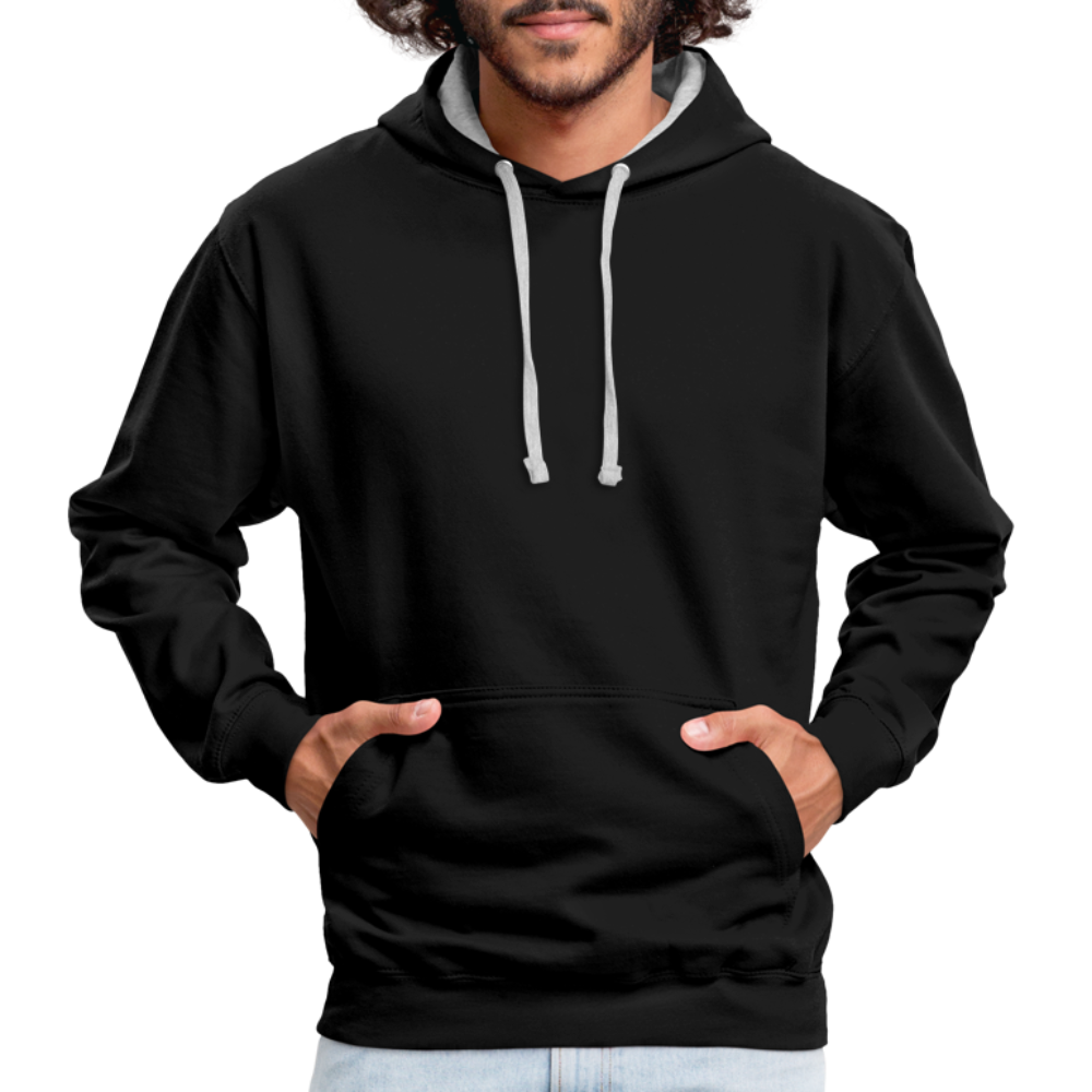 Kontrast-Hoodie in 10 Farben - Schwarz/Grau meliert