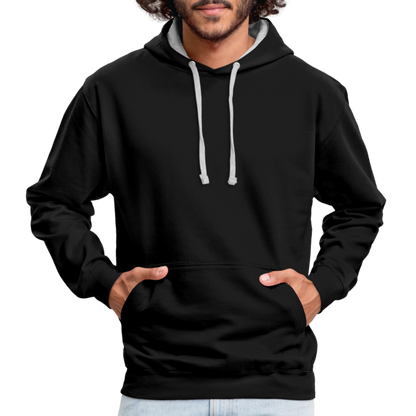 Kontrast-Hoodie in 10 Farben - Schwarz/Grau meliert