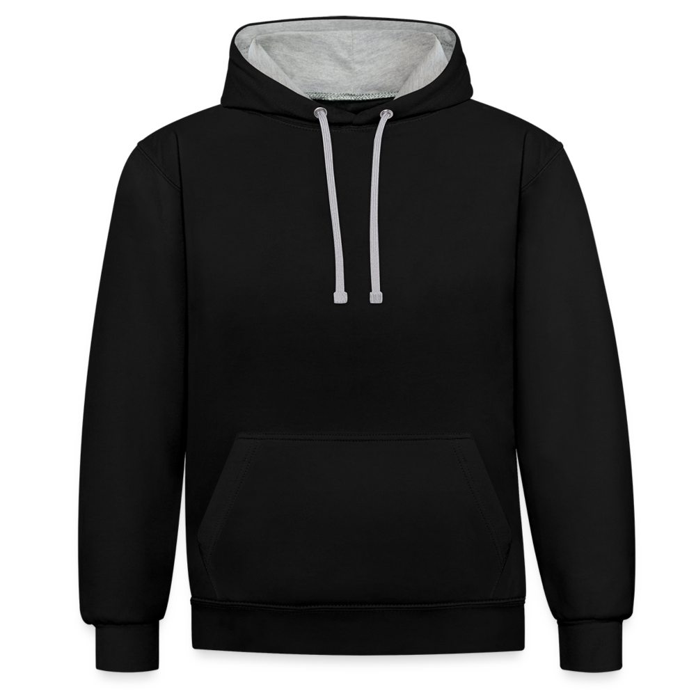 Kontrast-Hoodie in 10 Farben - Schwarz/Grau meliert