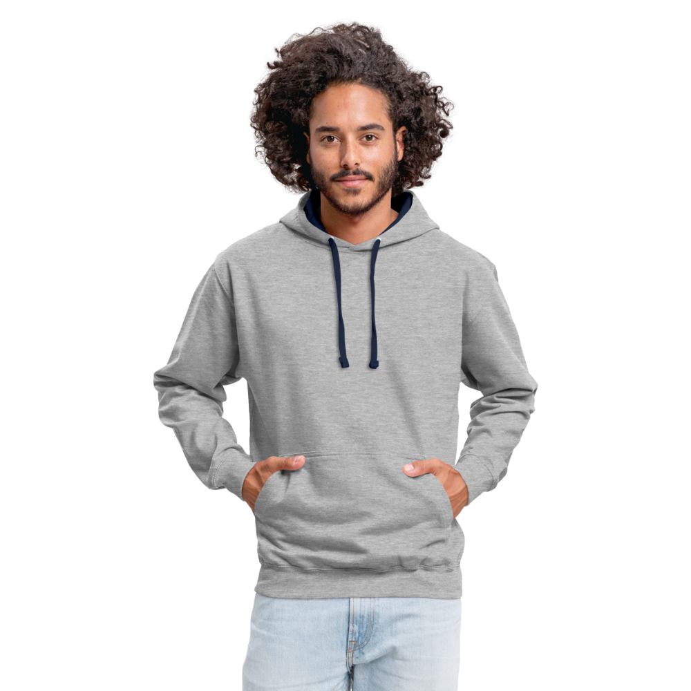 Kontrast-Hoodie in 10 Farben - Grau meliert/Navy