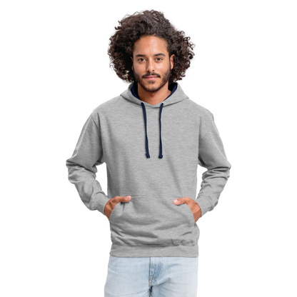 Kontrast-Hoodie in 10 Farben - Grau meliert/Navy