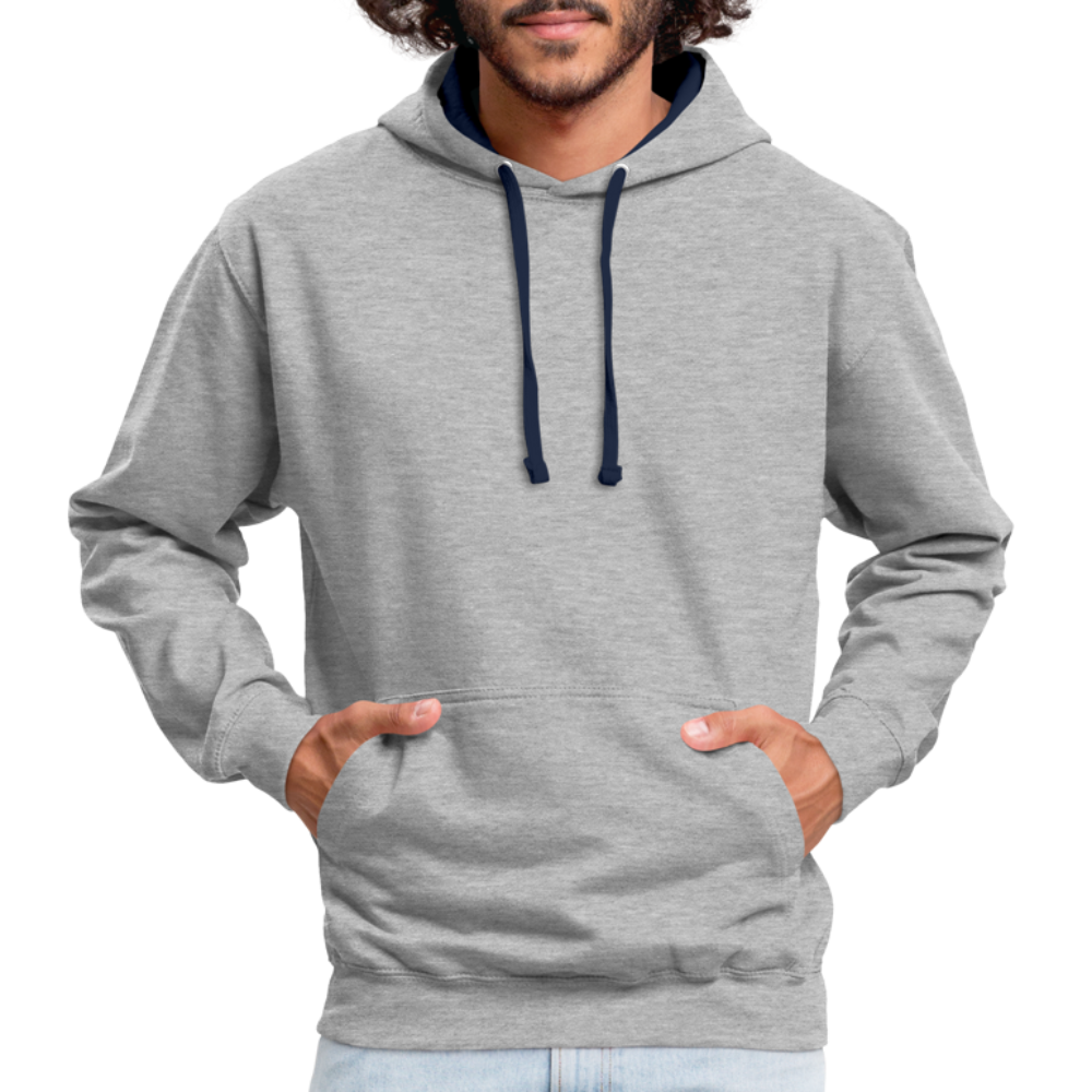 Kontrast-Hoodie in 10 Farben - Grau meliert/Navy