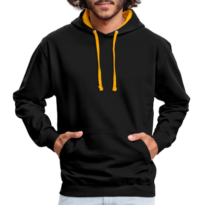 Kontrast-Hoodie in 10 Farben - Schwarz/Gold