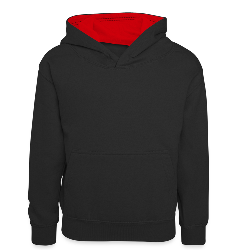 Kinder Kontrast-Hoodie in 5 Farben - Schwarz/Rot