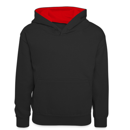 Kinder Kontrast-Hoodie in 5 Farben - Schwarz/Rot