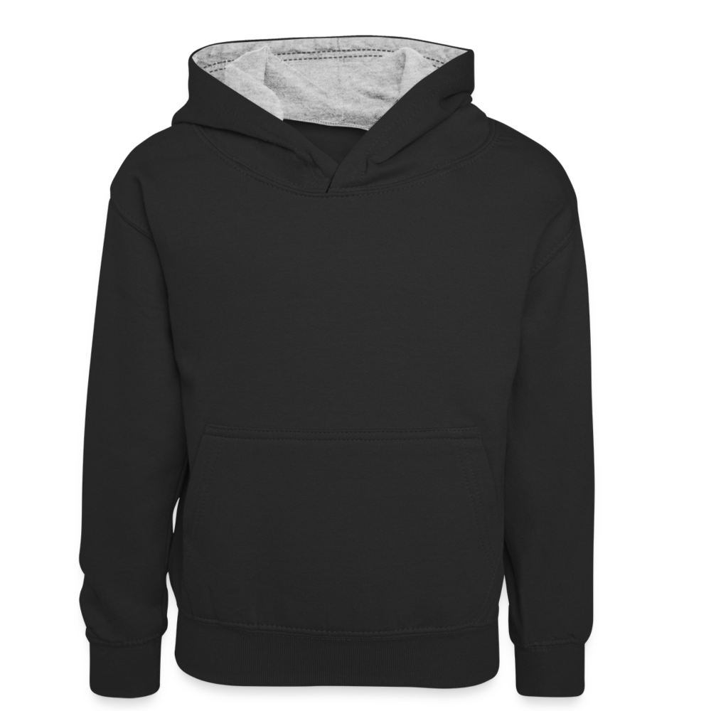 Kinder Kontrast-Hoodie in 5 Farben - Schwarz/Grau meliert