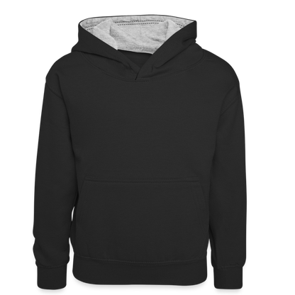 Kinder Kontrast-Hoodie in 5 Farben - Schwarz/Grau meliert