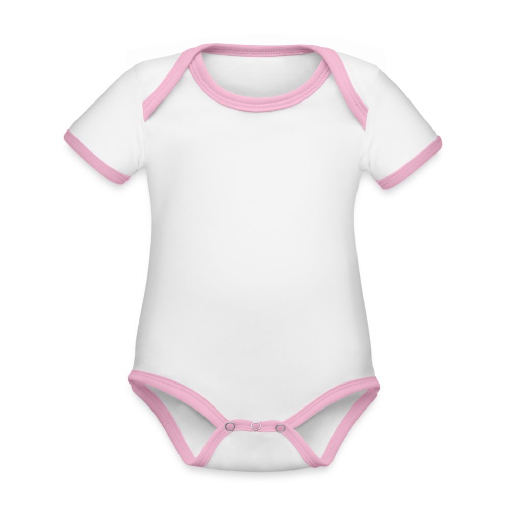 Baby Bio-Kurzarm-Kontrastbody in 4 Farben - Weiß/Rose