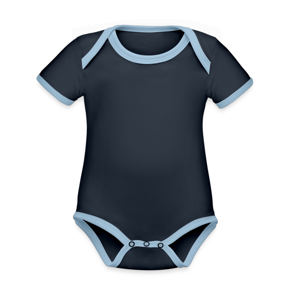 Baby Bio-Kurzarm-Kontrastbody in 4 Farben - Navy/Himmelblau